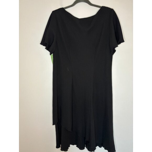 SL FASHIONS JCPENNEY NEW Dress Womens 16W Black Cowl Short Slv Ruffle Flowy - Picture 4 of 10